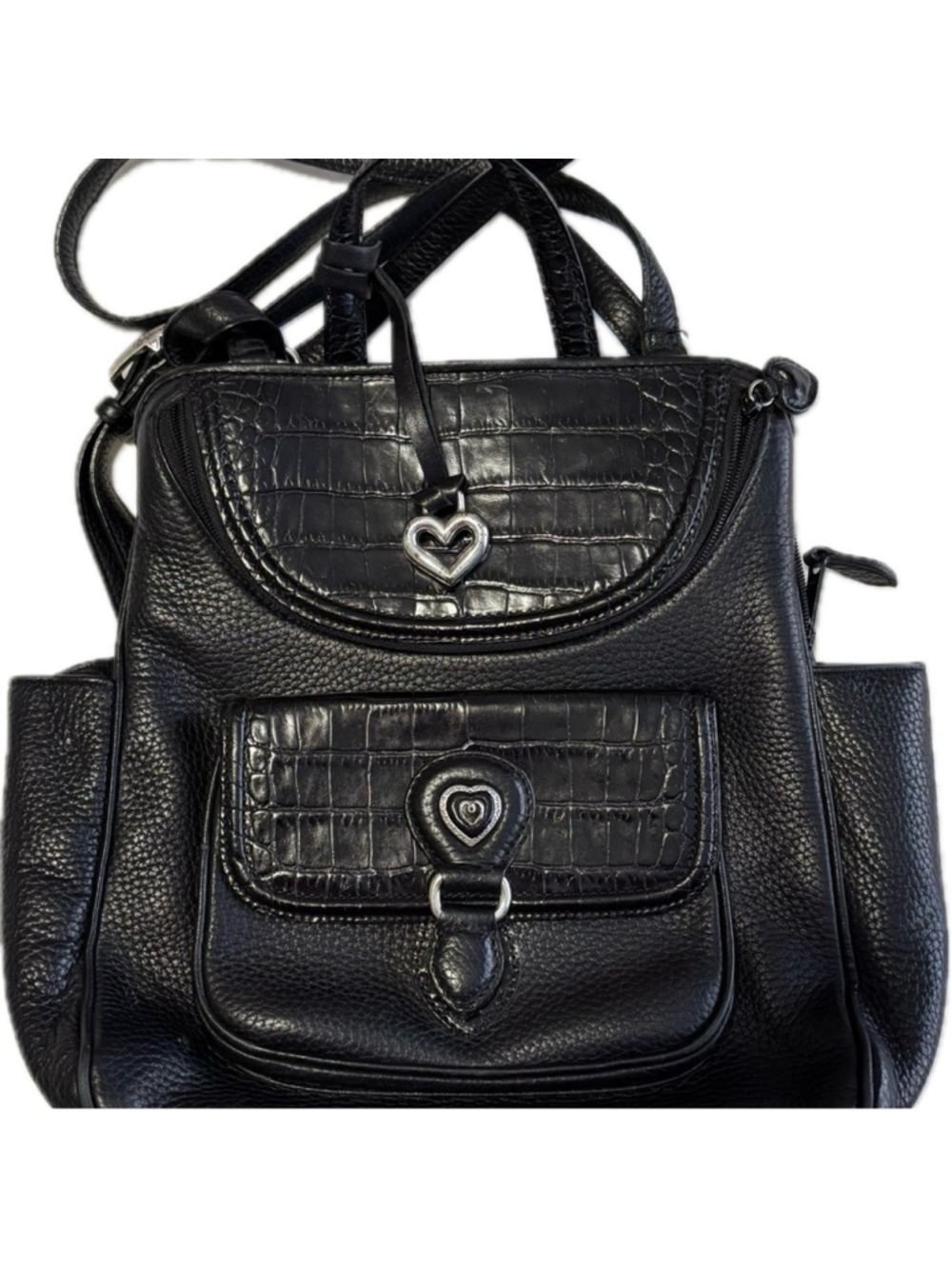 BRIGHTON LARGE BLACK LEATHER BAG IN LIKE NEW CONDITION SIGNED